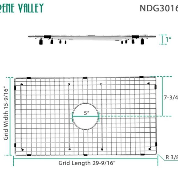 Serene Valley Sink Bottom Basin NDG2916C Centered Drain Stainless Steel NEW - Picture 2 of 11